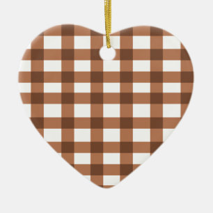 Ornamento De Cerâmica Brown Gingham