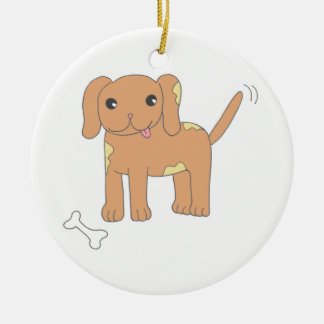Ornamento De Cerâmica Brown manchou o cão de filhote de cachorro