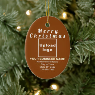 Ornamento de Cerâmica Brown Oval de Natal Comercia