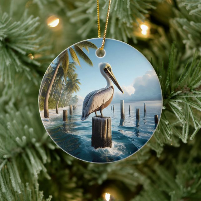 Ornamento De Cerâmica Brown Pelican Keepsake (Criador carregado)