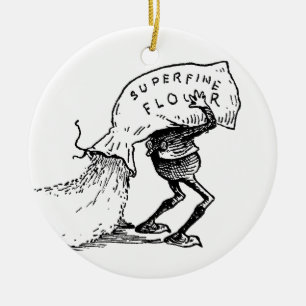 Ornamento De Cerâmica Brownie que derrama a farinha
