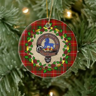 Ornamento De Cerâmica Bruce Clan Crachá & Tartan Personalizado Xmas