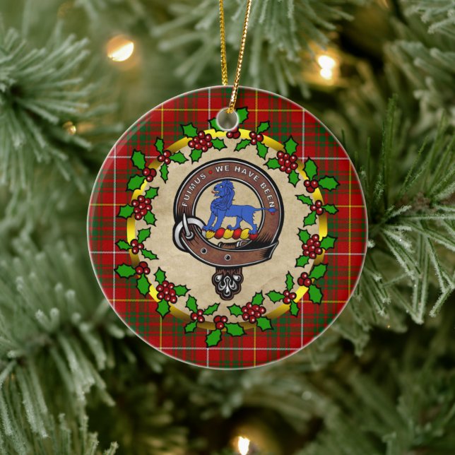 Ornamento De Cerâmica Bruce Clan Crachá & Tartan Personalizado Xmas (Árvore)