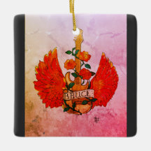 Bruce Fender Guitar Rock & Roll Rosas