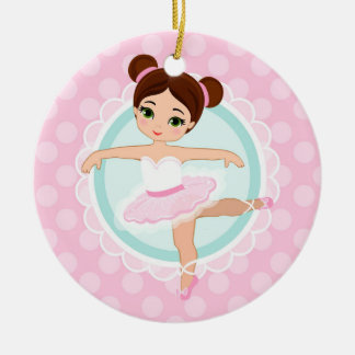 Ornamento De Cerâmica Brunette Ballerina - Dançarina de Balé Rosa