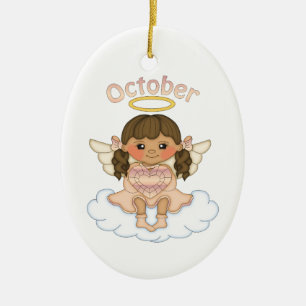Ornamento De Cerâmica Brunette do anjo de outubro Birthstone