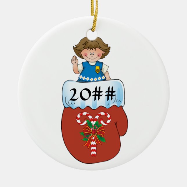 Ornamento De Cerâmica Brunette do mitene da margarida (Frente)