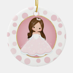 Ornamento De Cerâmica Brunette Pink Princess
