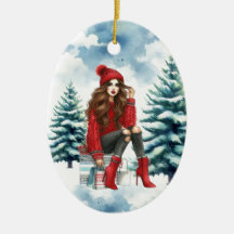 Brunette Red Fashion de Natal Personalizado