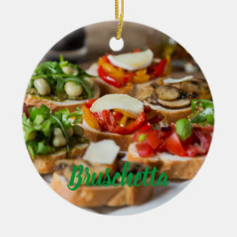 Ornamento De Cerâmica Bruschetta Antipasti com feijão e arugula,