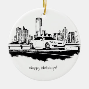 Ornamento De Cerâmica Brushstroke preto disparado lado do cupé da génese