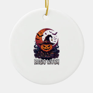Ornamento De Cerâmica Bruxa Básica de Abóbora de Halloween Crescente Cal