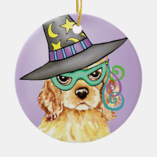 Ornamento De Cerâmica Bruxa de Cocker Spaniel