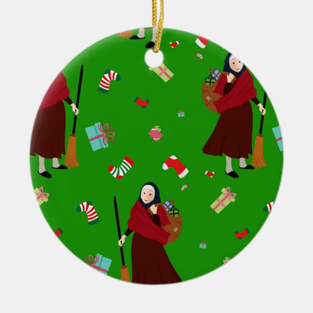 Ornamento De Cerâmica bruxa de natal Befana (Frente)
