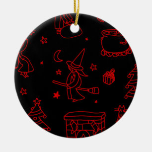 Ornamento De Cerâmica bruxa de natal de epifhany befana negra