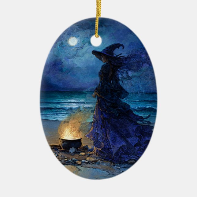 Ornamento De Cerâmica Bruxa do Mar de Lua (Frente)