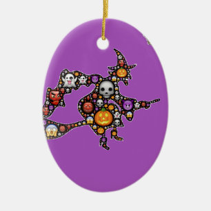 Ornamento De Cerâmica bruxa emoji