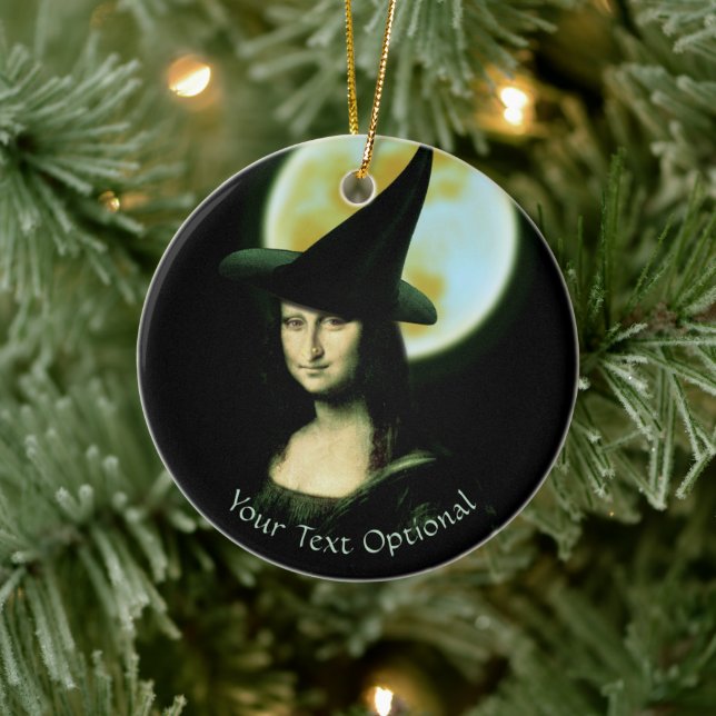 Ornamento De Cerâmica Bruxa Mona Lisa Halloween Lua Cheia (Árvore)