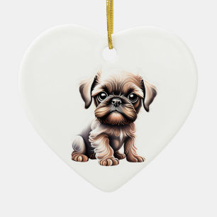 Ornamento De Cerâmica Bruxelas Griffon Puppy Personalizada