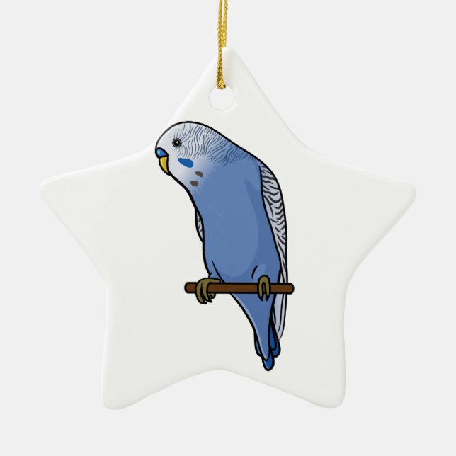 Ornamento De Cerâmica Budgie azul (Frente)