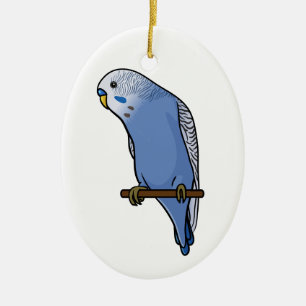 Ornamento De Cerâmica Budgie azul