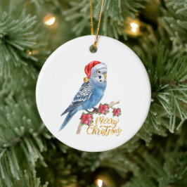 Ornamento De Cerâmica Budgie Christmas