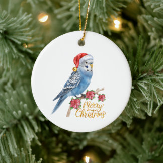 Ornamento De Cerâmica Budgie Christmas