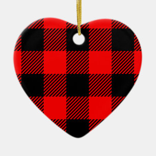 Ornamento De Cerâmica Buffalo Check Red and Black Lumberjack Xadrez Deco