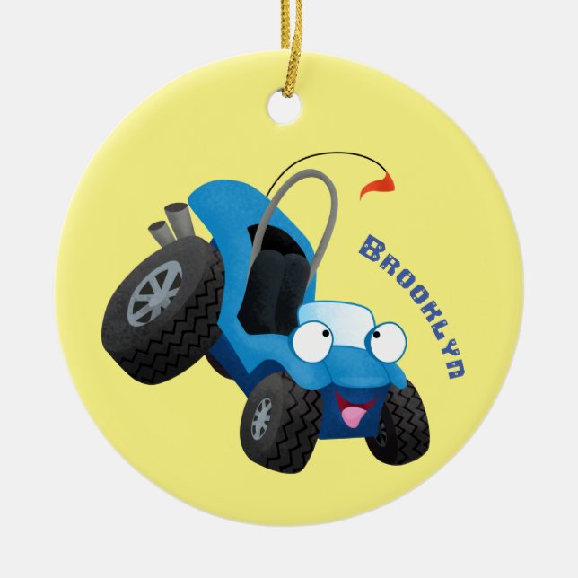 Ornamento De Cerâmica Buggy duna em forma de cartoon de veículos rodoviá (Frente)