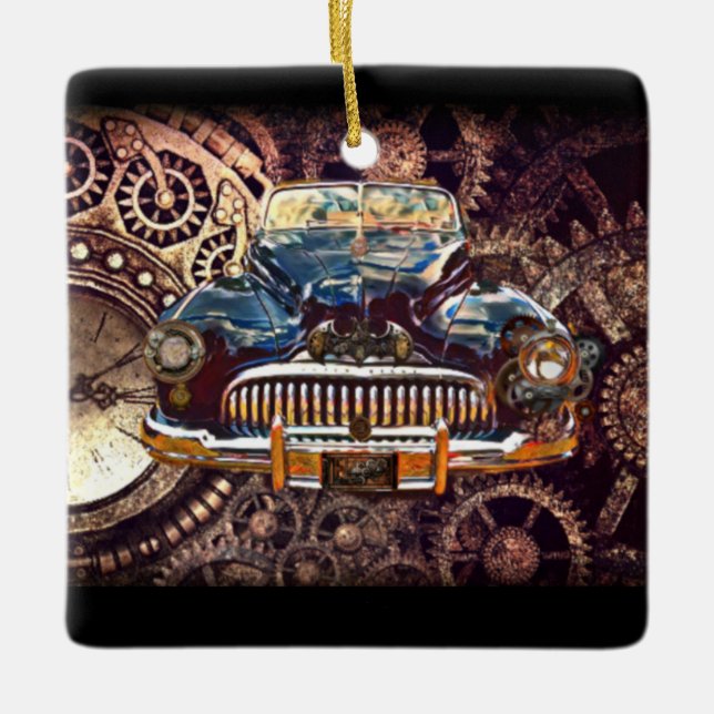 Ornamento De Cerâmica Buick Antiquado Steampunk (Frente)