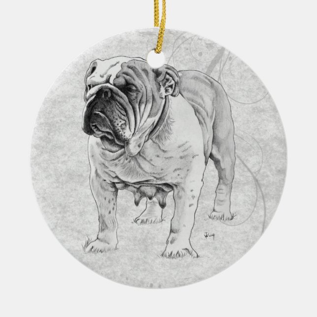 Ornamento De Cerâmica Buldogue britânico (Frente)