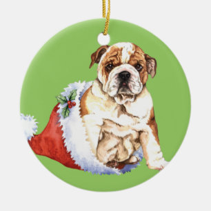 Ornamento De Cerâmica Buldogue feliz de Howliday