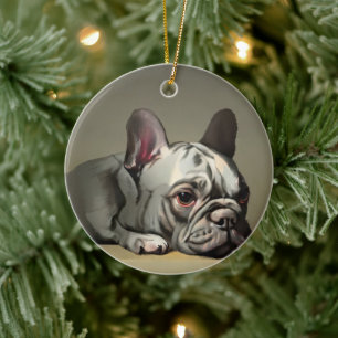 Ornamento De Cerâmica Buldogue francês bonito