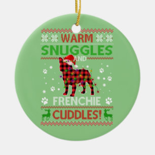 Ornamento De Cerâmica Buldogue Francês Feio Natal Suor Xmas Pajama