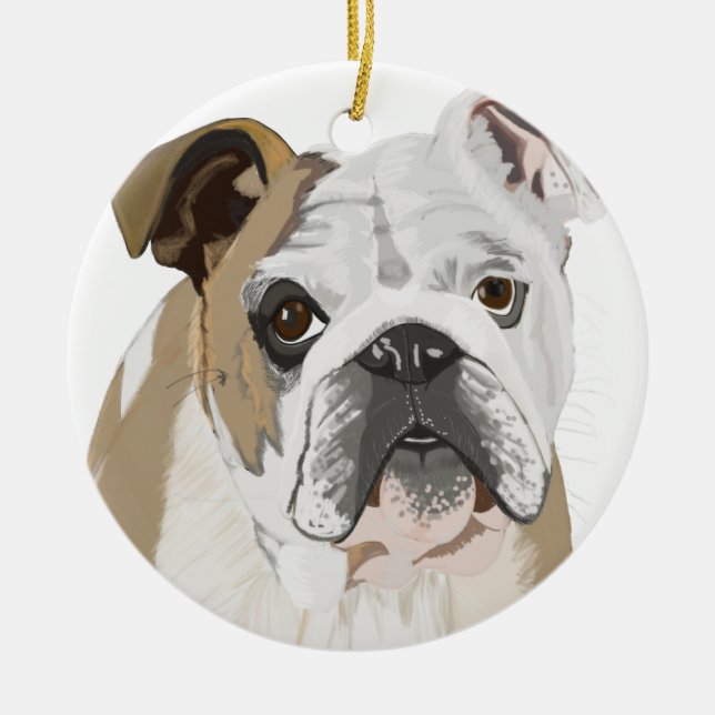 Ornamento De Cerâmica Buldogue Inglês (Frente)