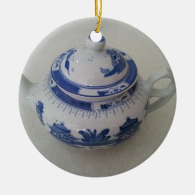 Ornamento De Cerâmica Bule azul de China (Frente)
