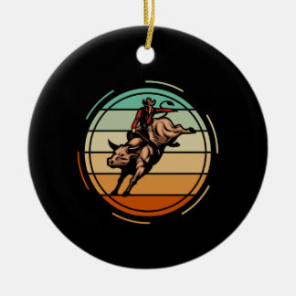 Ornamento De Cerâmica Bull Riding Rodeo Rider Cowboy Western Vintage