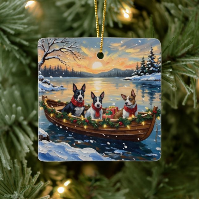 Ornamento De Cerâmica Bull Terrier Christmas Boat Holiday (Árvore)