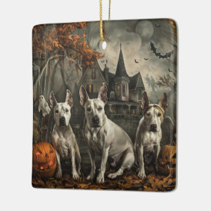 Ornamento De Cerâmica Bull Terrier Halloween Night Doggy Delight