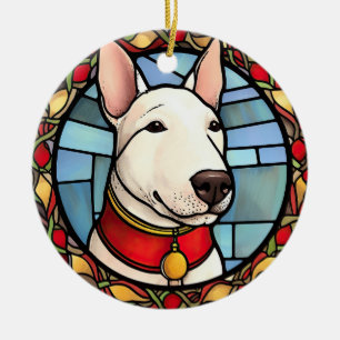 Ornamento De Cerâmica Bull Terrier, Vidro Mantejado