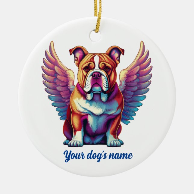 Ornamento De Cerâmica Bulldog Angel Dog Memorial Ornament (Frente)