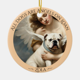 Ornamento De Cerâmica Bulldog Angel Personalizado Cerâmica Memorial
