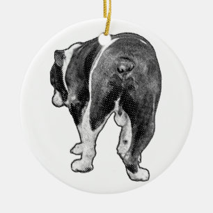 Ornamento De Cerâmica Bulldog Antigo com Pontos Estrelados