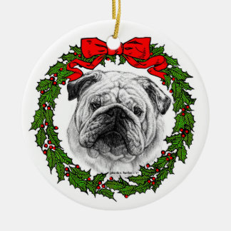 Ornamento De Cerâmica Bulldog Art de Glenda S. Harlan