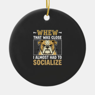 Ornamento De Cerâmica Bulldog Engraçado Socializar Cachorro