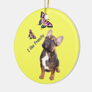 Ornamento De Cerâmica Bulldog francês alfaia