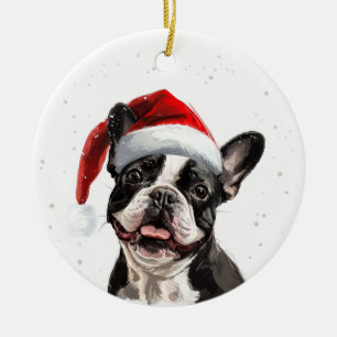 Ornamento De Cerâmica Bulldog Francês Natal Personalizado