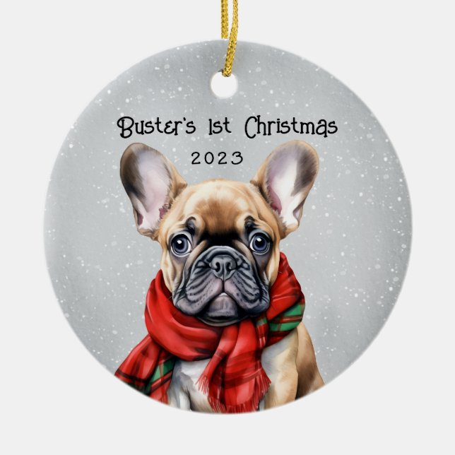 Ornamento De Cerâmica Bulldog Francês Personalizado (Frente)