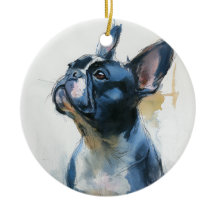 Bulldog francês sentado em aquarela
