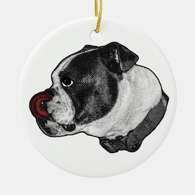 Ornamento De Cerâmica Bulldog Ruby Lembrança (Frente)
